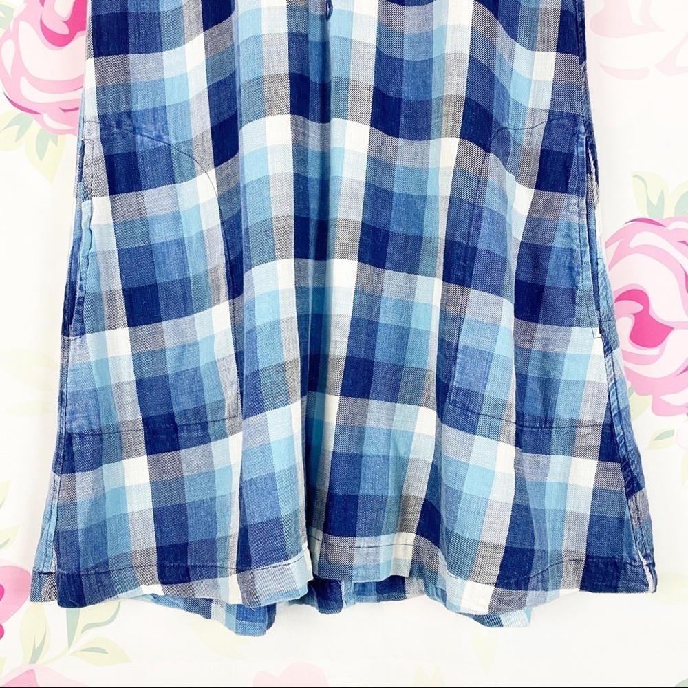 Mod-o-doc Retro Blue Embroidered Plaid Blue Tunic Mini Sleeveless Dress S - Picture 3 of 8